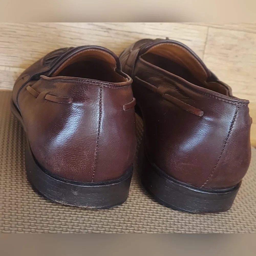 POLO RALPH LAUREN RLF 370 MEN'S BROWN LEATHER LOAFERS SIZE 10 D MADE IN ITALY